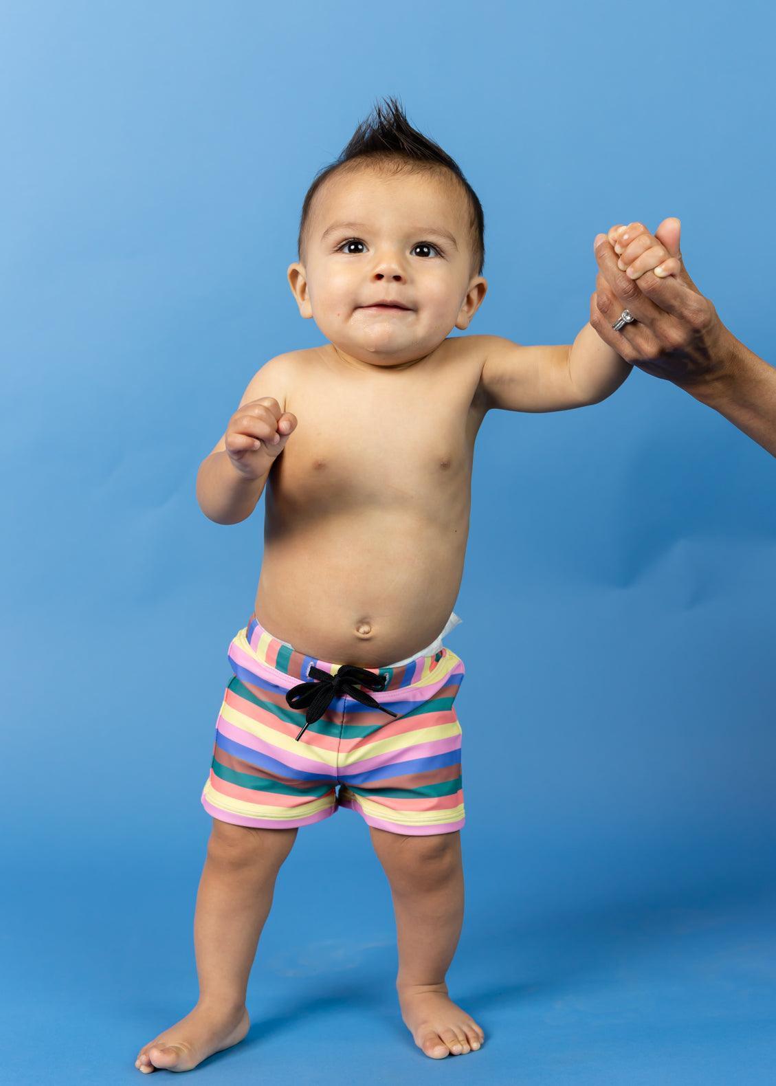 Baby Boy Swimsuit - Shorts - Retro Stripe