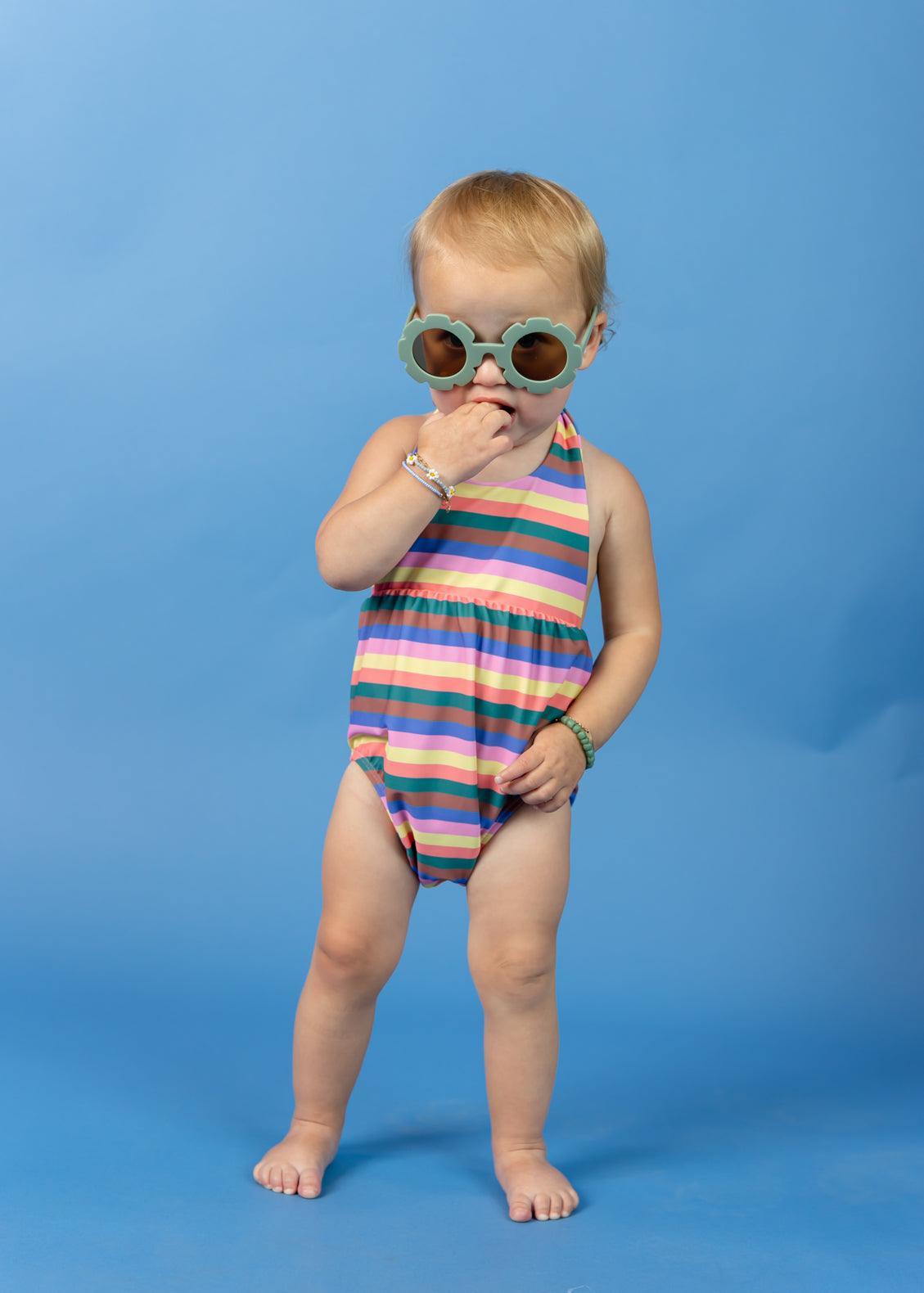 Baby Girl One-Piece Swimsuit - Retro Stripe