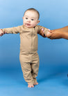 Baby Girl/Boy Swimsuit Rashguard One-Piece - Ribbed Sand Brown