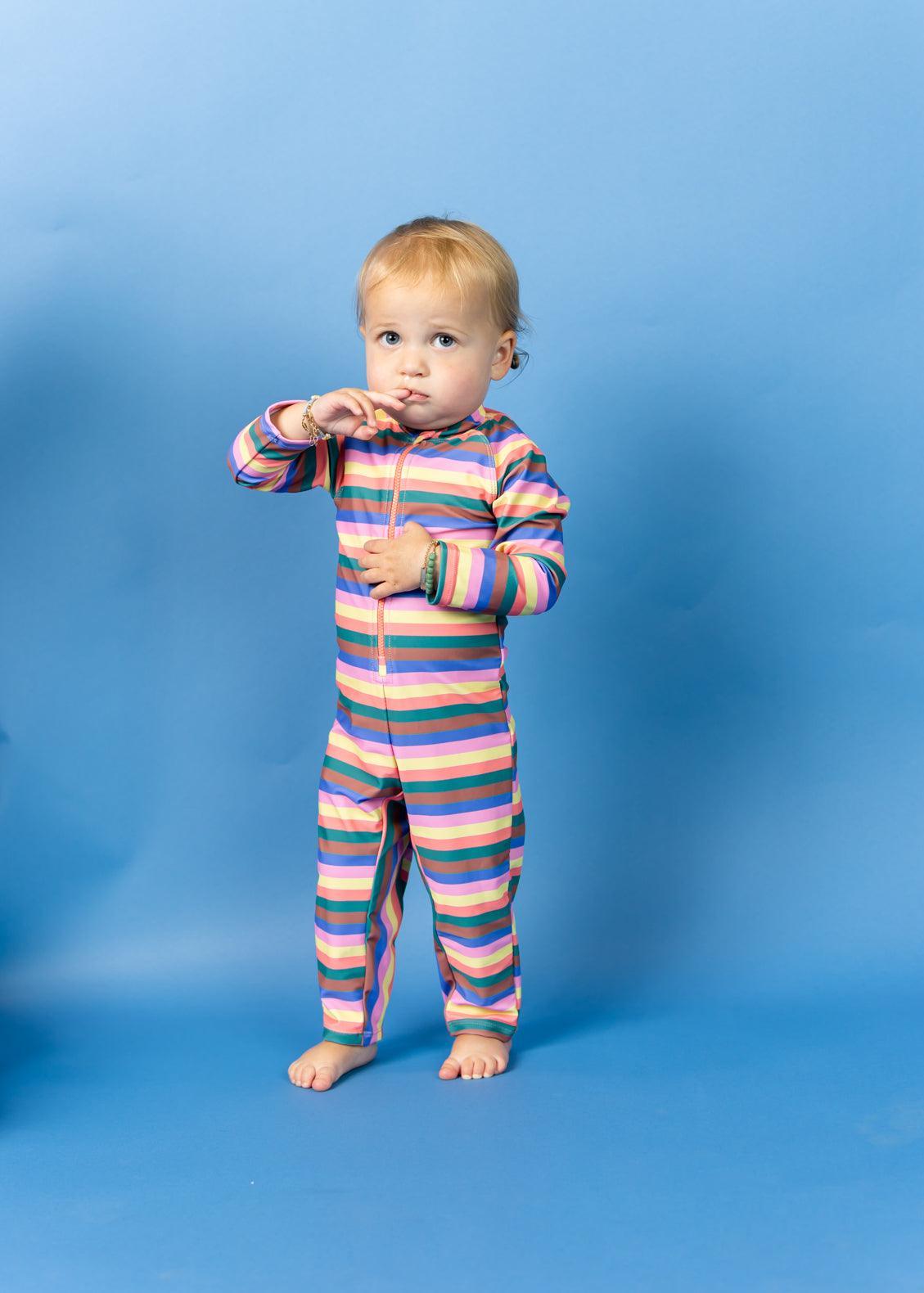 Baby Girl/Boy Swimsuit Rashguard One-Piece - Retro Stripe