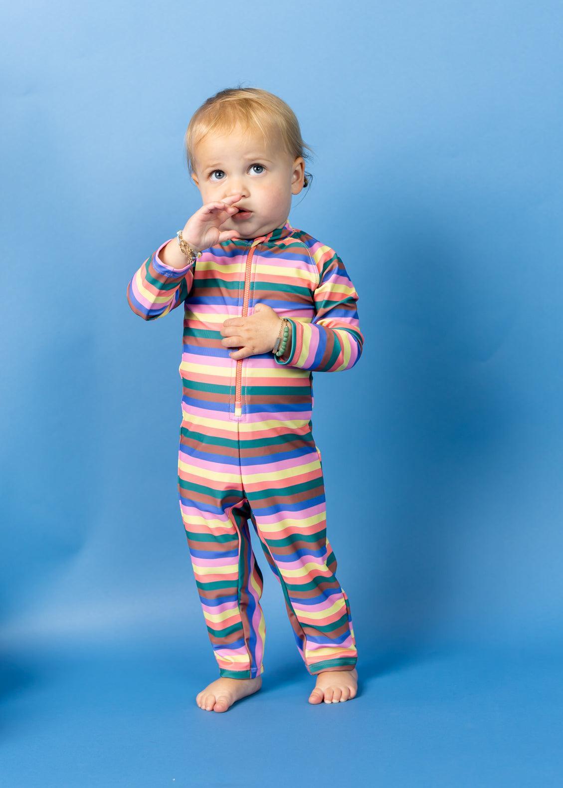 Baby Girl/Boy Swimsuit Rashguard One-Piece - Retro Stripe