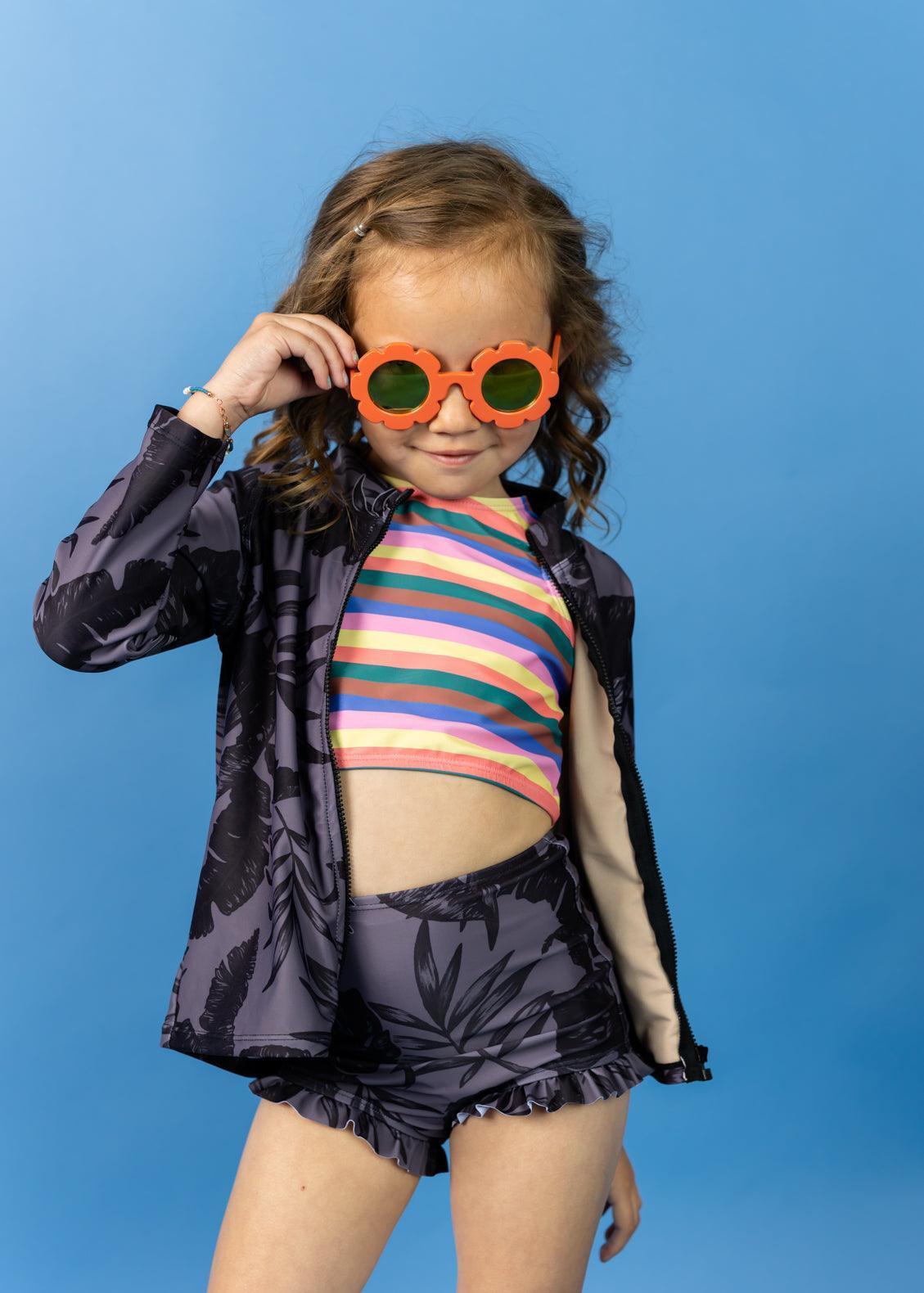 Girl/Boy Swimsuit Rashguard Top - Tropical Night