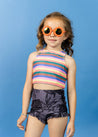 Girls Crop Top Swimsuit - Retro Stripe