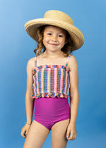 Girls High-Waisted Swimsuit Bottoms - Berry