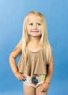 Girls One-Piece Swimsuit - Ribbed Sand Brown