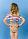 Girls Crop Top Swimsuit - Retro Stripe