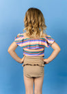 Girls High-Waisted Swimsuit Bottoms - Ribbed Sand Brown