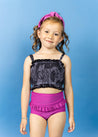 Girls High-Waisted Swimsuit Bottoms - Berry