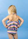Girls High-Waisted Swimsuit Bottoms - Retro Stripe