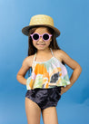 Girls High-Waisted Swimsuit Bottoms - Tropical Night