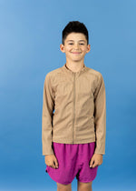 Teen Girl/Boy Swimsuit Rashguard Top - Ribbed Sand Brown