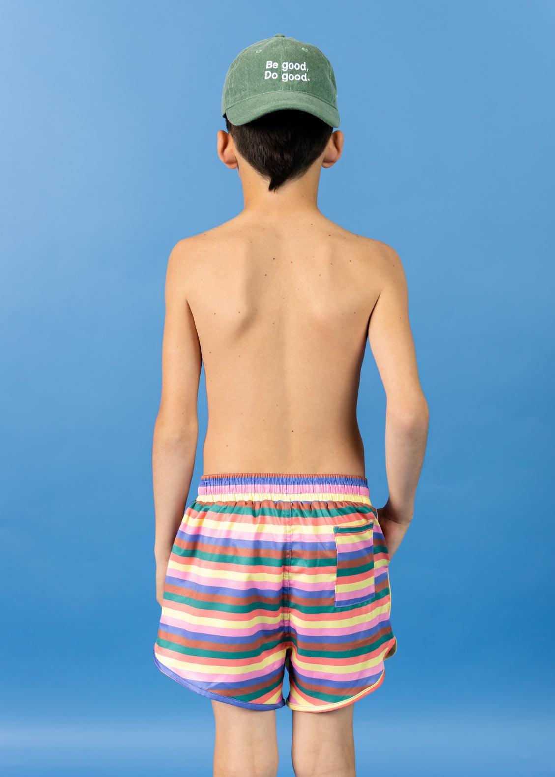 Teen Boy Swimsuit - Shorts - Retro Stripe
