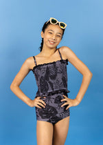 Teen Girl Crop Top Swimsuit - Tropical Night