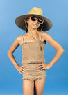 Teen Girl High-Waisted Swimsuit Bottoms - Ribbed Sand Brown