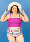 High-Waisted Swimsuit Bottom - Retro Stripe