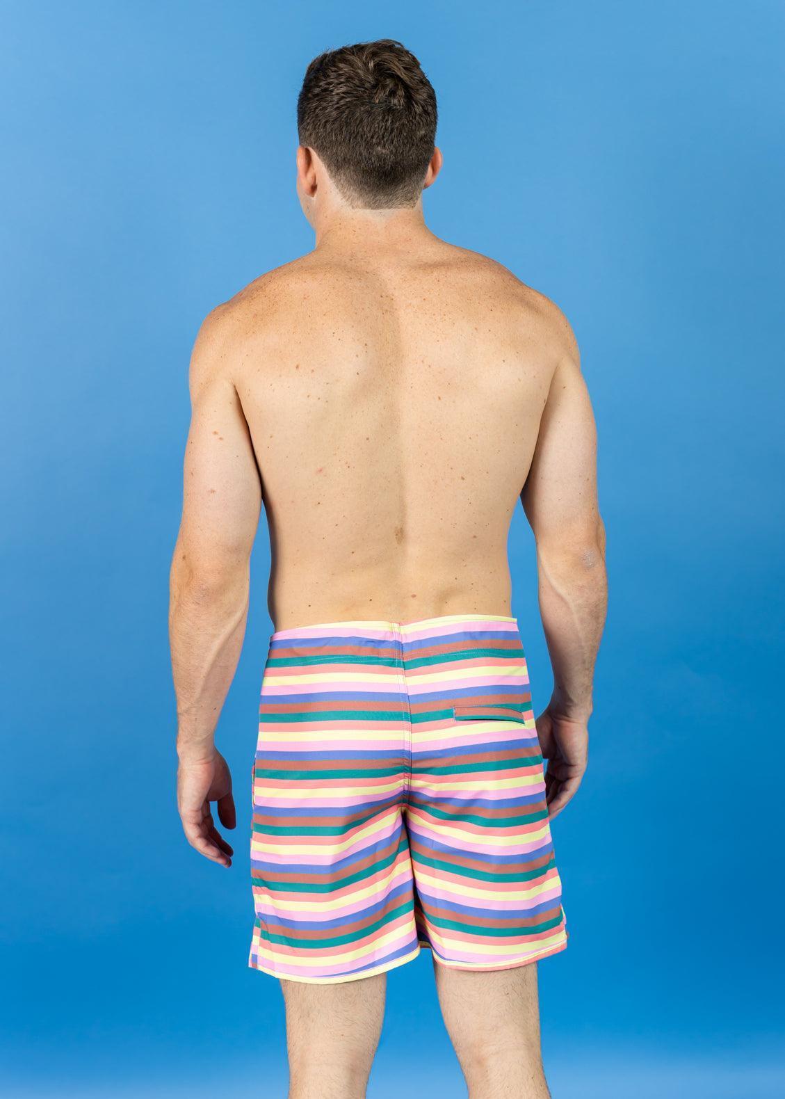 Mens Swimsuit - Shorts - Retro Stripe